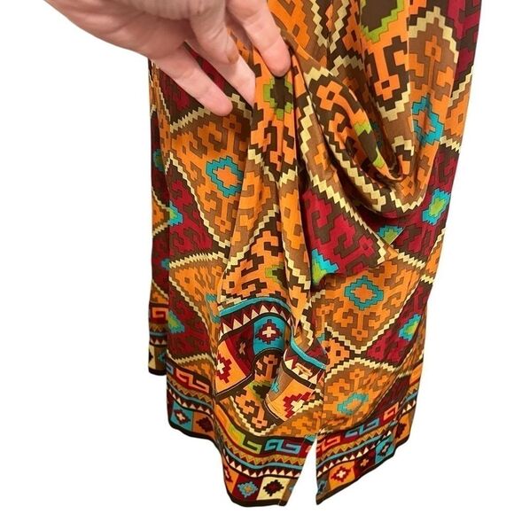 Linea Louis Dell O'lio Southwest Western Silk Blouse Art orange red large - Picture 8 of 11